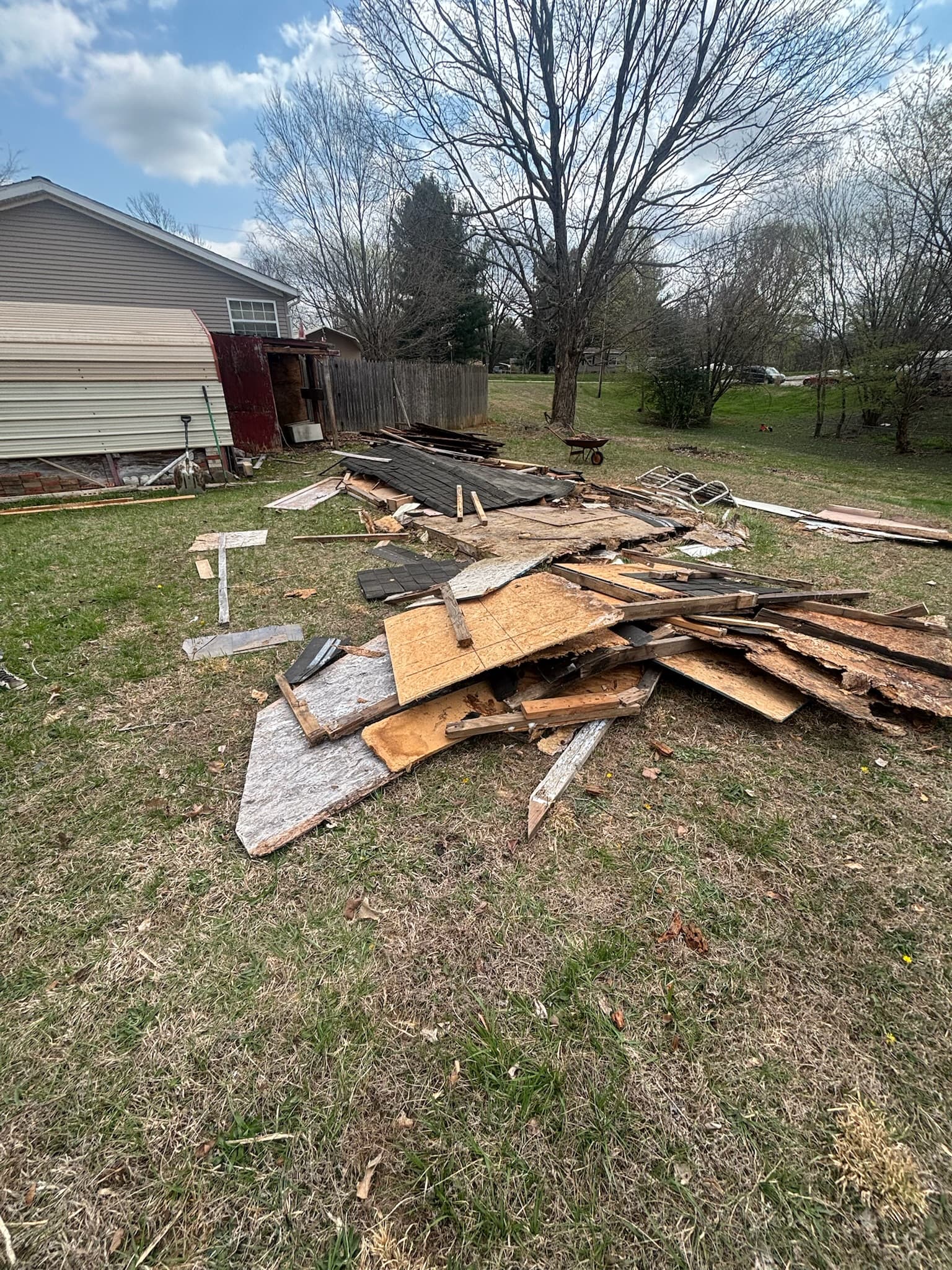 Demo debris and yard cleanup completed by Bag It Up